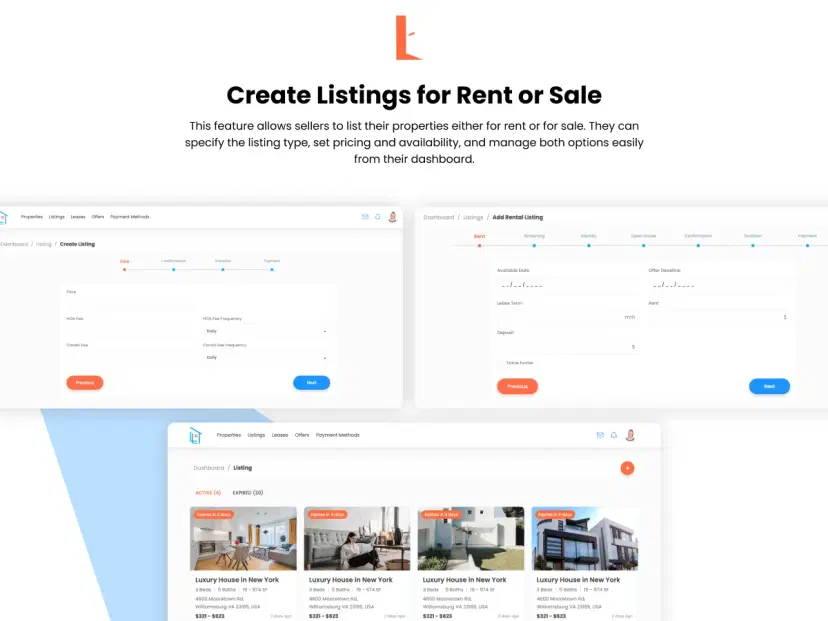 Create Listings for Rent or Sale