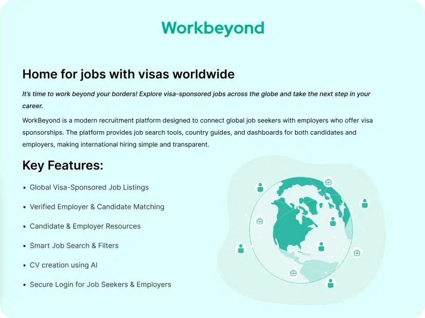 Home for Jobs with visa worldwide